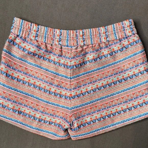 J. Crew Coral & Blue Patterned High-Waist Women's Shorts - Picture 3 of 4